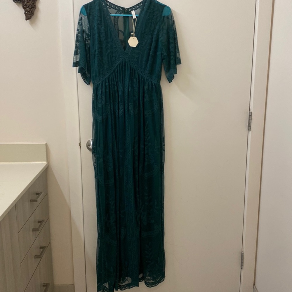 Long maternity dress! Size M, emerald color